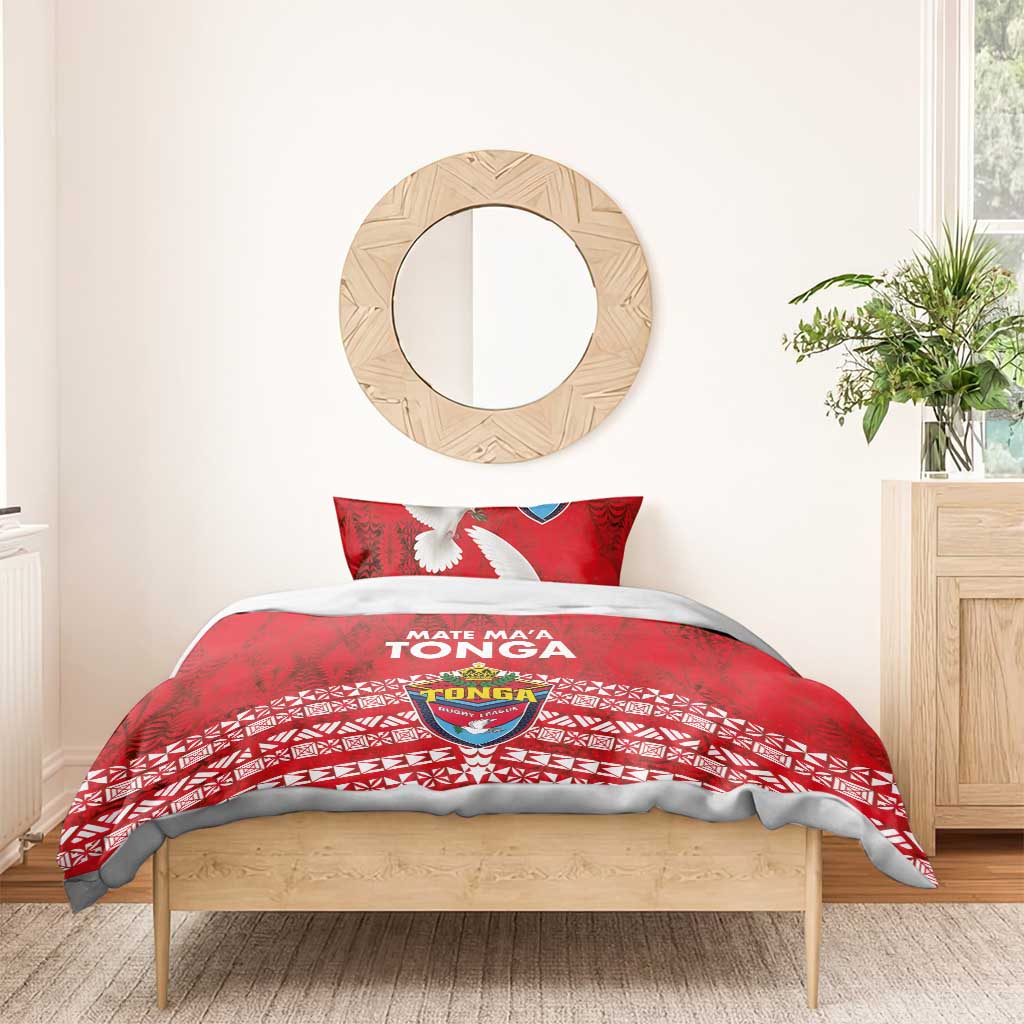 Mate Ma'a Tonga Bedding Set Double White Dove and Kupesi Ngatu Art Tattoo LT03 - Polynesian Pride