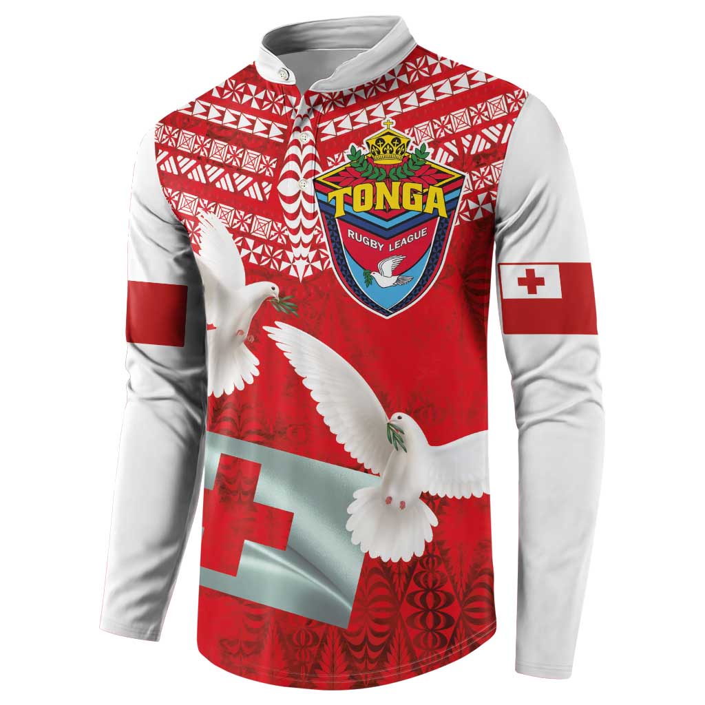 Mate Ma'a Tonga Button Sweatshirt Double White Dove and Kupesi Ngatu Art Tattoo LT03 - Polynesian Pride