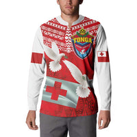 Mate Ma'a Tonga Button Sweatshirt Double White Dove and Kupesi Ngatu Art Tattoo LT03 - Polynesian Pride