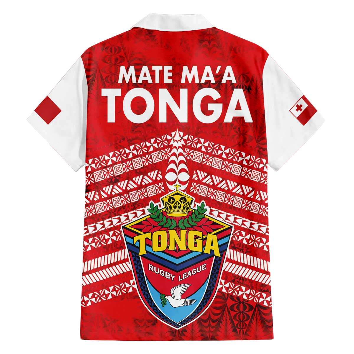 Mate Ma'a Tonga Family Matching Off The Shoulder Long Sleeve Dress and Hawaiian Shirt Douple White Dove and Kupesi Ngatu Art Tattoo