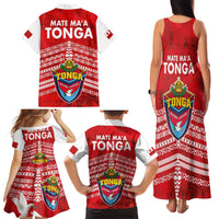 Mate Ma'a Tonga Family Matching Tank Maxi Dress and Hawaiian Shirt Douple White Dove and Kupesi Ngatu Art Tattoo