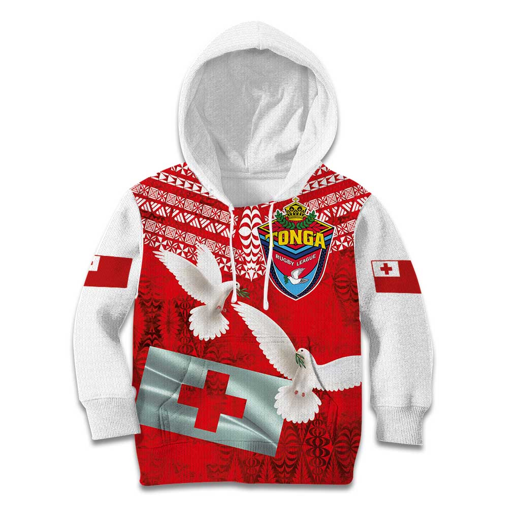 Mate Ma'a Tonga Kid Hoodie Double White Dove and Kupesi Ngatu Art Tattoo LT03 Hoodie Red - Polynesian Pride