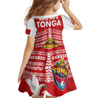 Mate Ma'a Tonga Kid Short Sleeve Dress Double White Dove and Kupesi Ngatu Art Tattoo LT03 - Polynesian Pride
