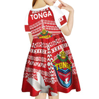 Mate Ma'a Tonga Kid Short Sleeve Dress Double White Dove and Kupesi Ngatu Art Tattoo LT03 - Polynesian Pride