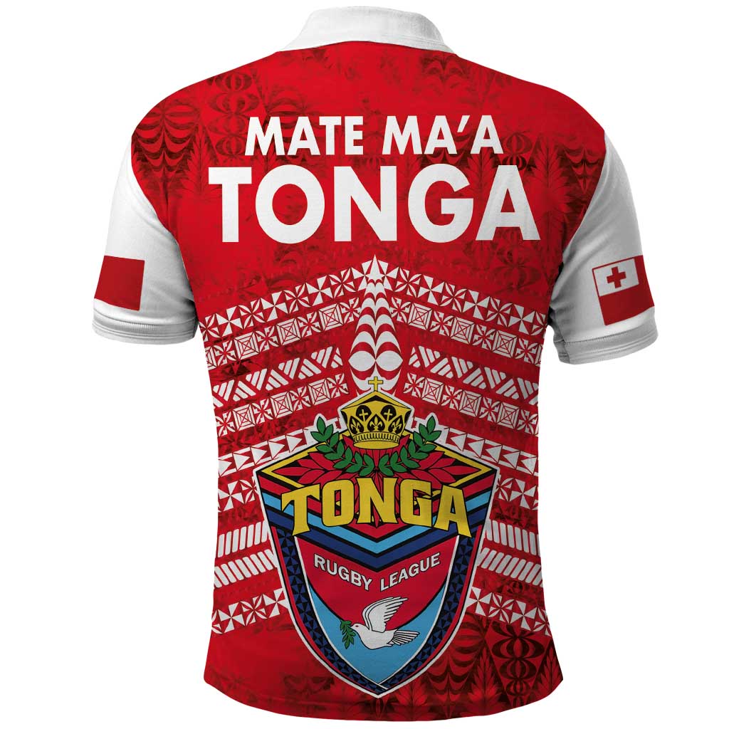 Mate Ma'a Tonga Polo Shirt Douple White Dove and Kupesi Ngatu Art Tattoo