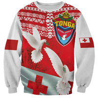 Mate Ma'a Tonga Sweatshirt Double White Dove and Kupesi Ngatu Art Tattoo LT03 Unisex Red - Polynesian Pride