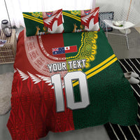 Custom Mate Ma'a Tonga and Australia Kangaroo Bedding Set Nation Seal with Mascot Aboriginal and Tongan Kupesi Ngatu Art LT03 - Polynesian Pride