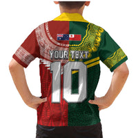 Custom Mate Ma'a Tonga and Australia Kangaroo Family Matching Mermaid Dress and Hawaiian Shirt Nation Seal with Mascot Aboriginal and Tongan Kupesi Ngatu Art