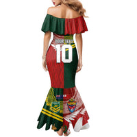 Custom Mate Ma'a Tonga and Australia Kangaroo Family Matching Mermaid Dress and Hawaiian Shirt Nation Seal with Mascot Aboriginal and Tongan Kupesi Ngatu Art