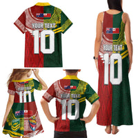 Custom Mate Ma'a Tonga and Australia Kangaroo Family Matching Tank Maxi Dress and Hawaiian Shirt Nation Seal with Mascot Aboriginal and Tongan Kupesi Ngatu Art