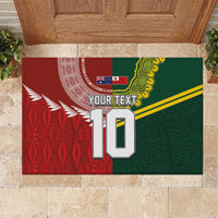 Custom Mate Ma'a Tonga and Australia Kangaroo Rubber Doormat Nation Seal with Mascot Aboriginal and Tongan Kupesi Ngatu Art LT03 Red - Polynesian Pride