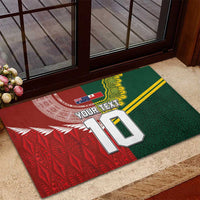 Custom Mate Ma'a Tonga and Australia Kangaroo Rubber Doormat Nation Seal with Mascot Aboriginal and Tongan Kupesi Ngatu Art LT03 - Polynesian Pride