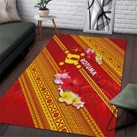 Rotuma Island Area Rug Fijian Tapa with Polynesian Art and Hibiscus