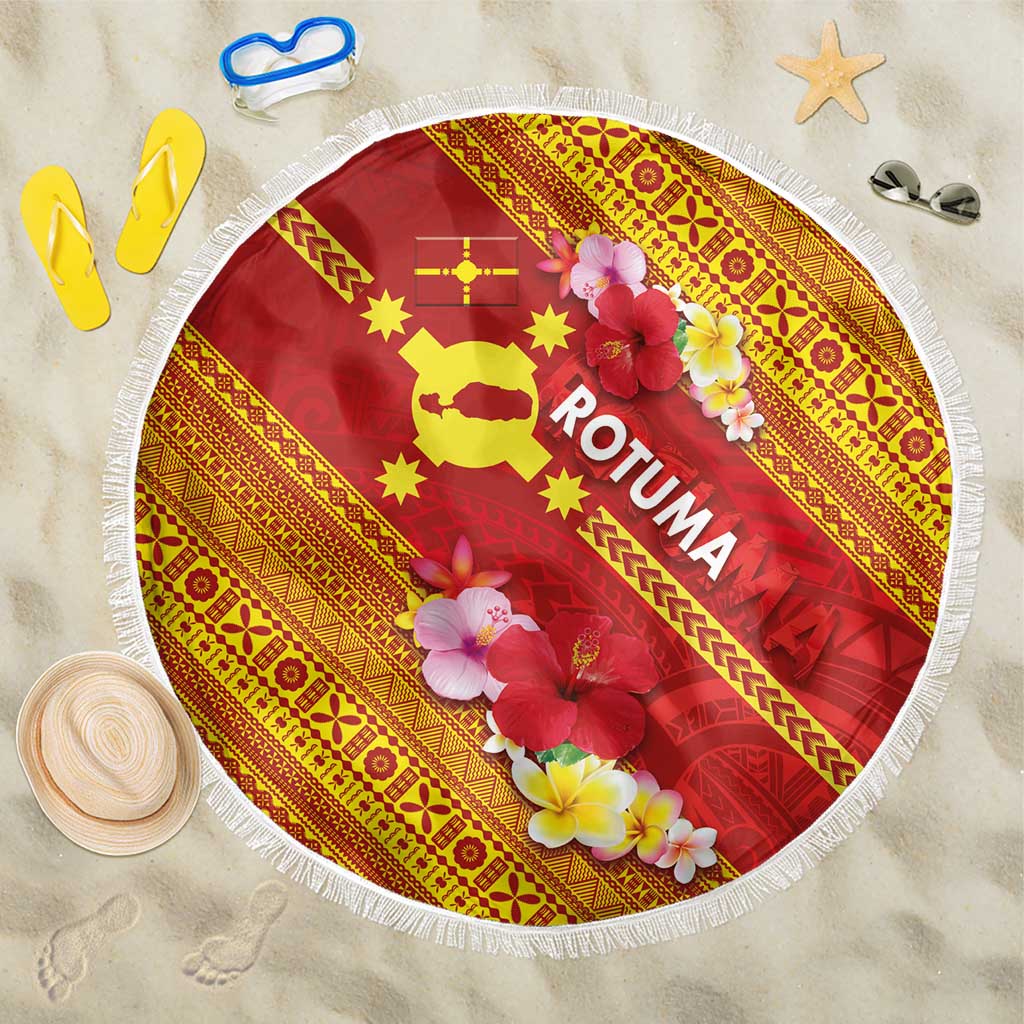 Rotuma Island Beach Blanket Fijian Tapa with Polynesian Art and Hibiscus