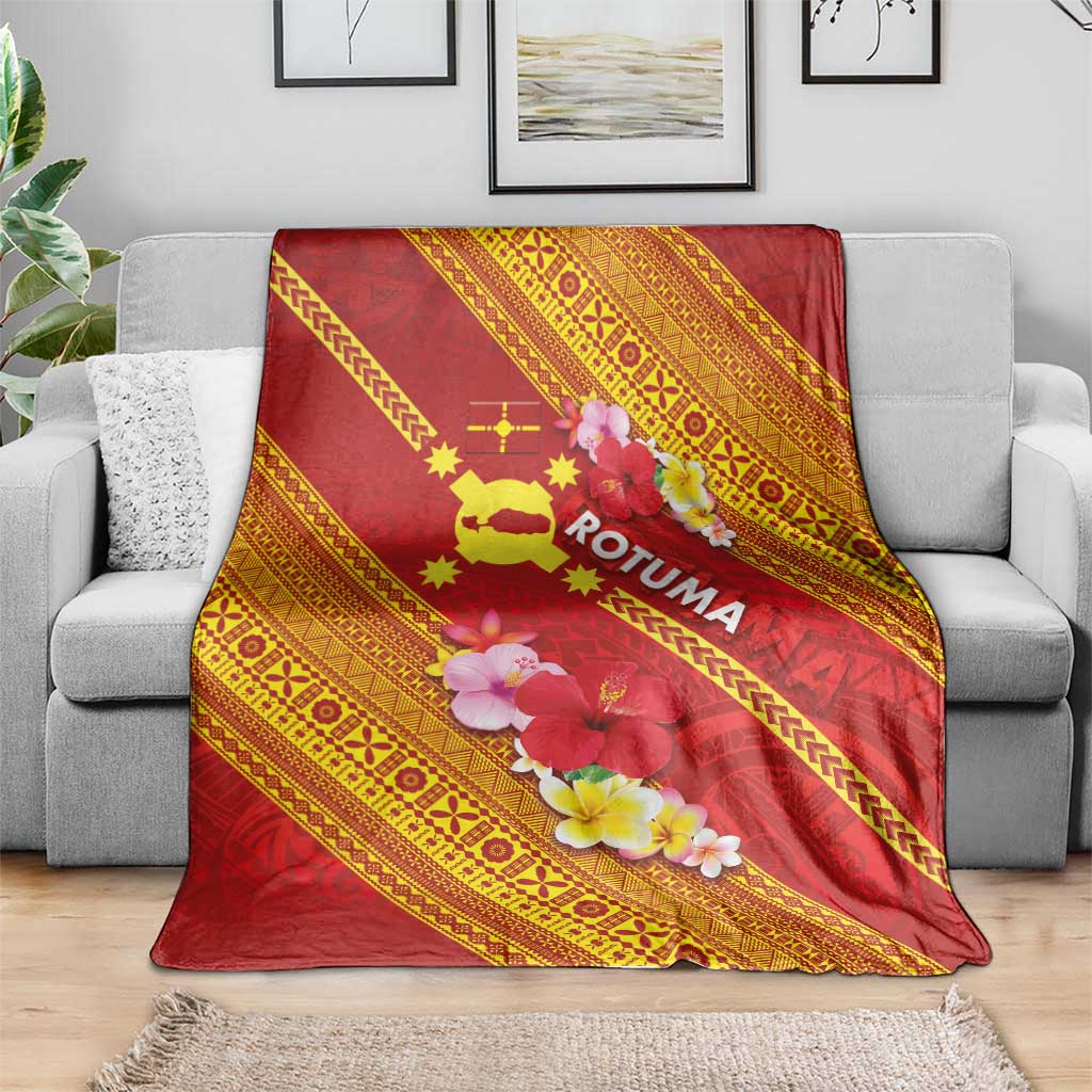 Rotuma Island Blanket Fijian Tapa with Polynesian Art and Hibiscus