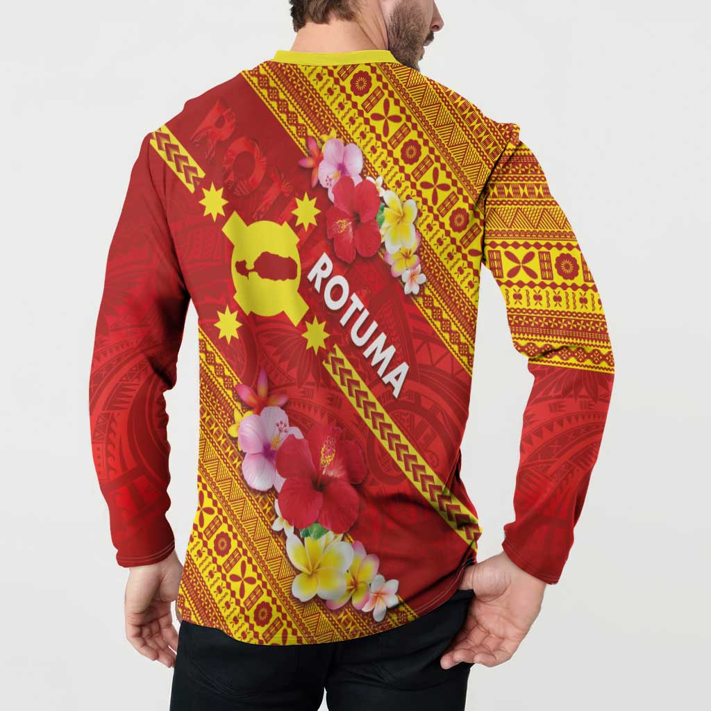 Rotuma Island Button Sweatshirt Fijian Tapa with Polynesian Art and Hibiscus