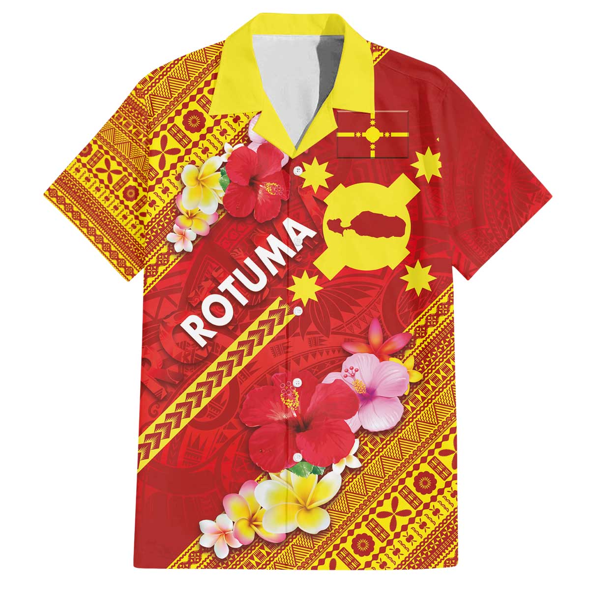 Rotuma Island Family Matching Off The Shoulder Long Sleeve Dress and Hawaiian Shirt Fijian Tapa with Polynesian Art and Hibiscus