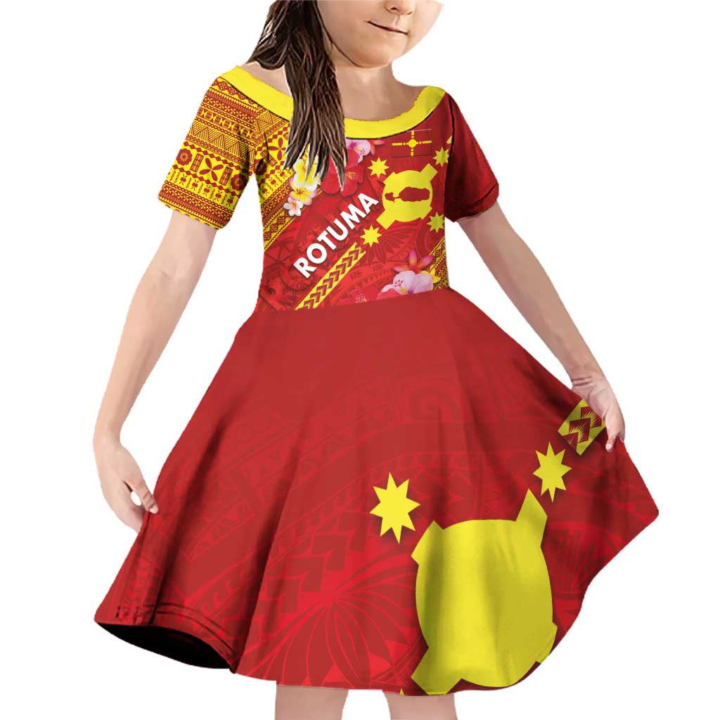 Rotuma Island Family Matching Off Shoulder Short Dress and Hawaiian Shirt Fijian Tapa with Polynesian Art and Hibiscus