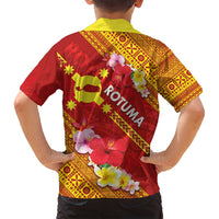 Rotuma Island Family Matching Tank Maxi Dress and Hawaiian Shirt Fijian Tapa with Polynesian Art and Hibiscus