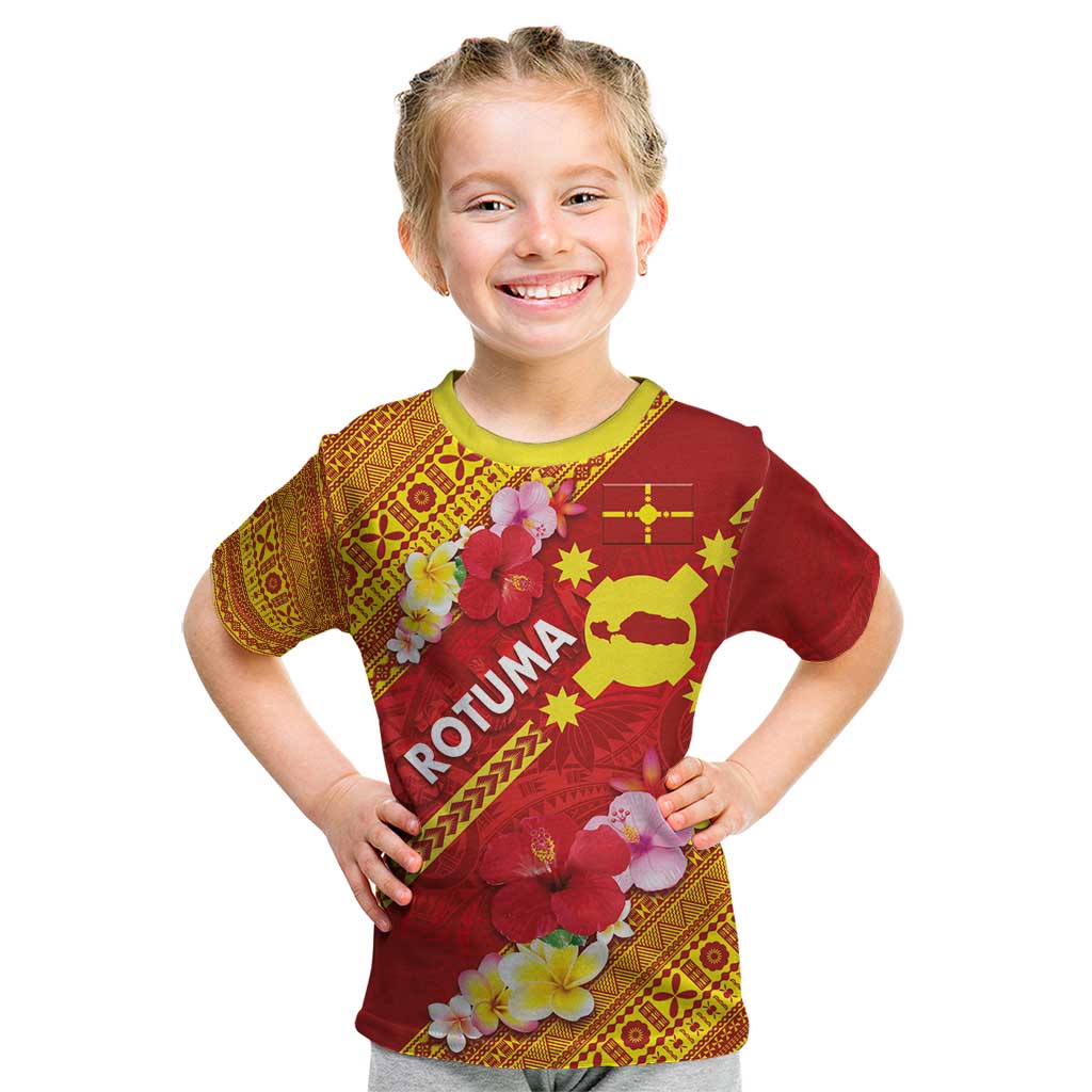 Rotuma Island Kid T Shirt Fijian Tapa with Polynesian Art and Hibiscus