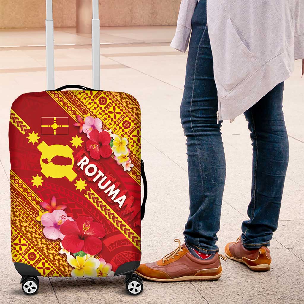 Rotuma Island Luggage Cover Fijian Tapa with Polynesian Art and Hibiscus