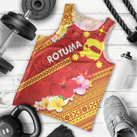 Rotuma Island Men Tank Top Fijian Tapa with Polynesian Art and Hibiscus