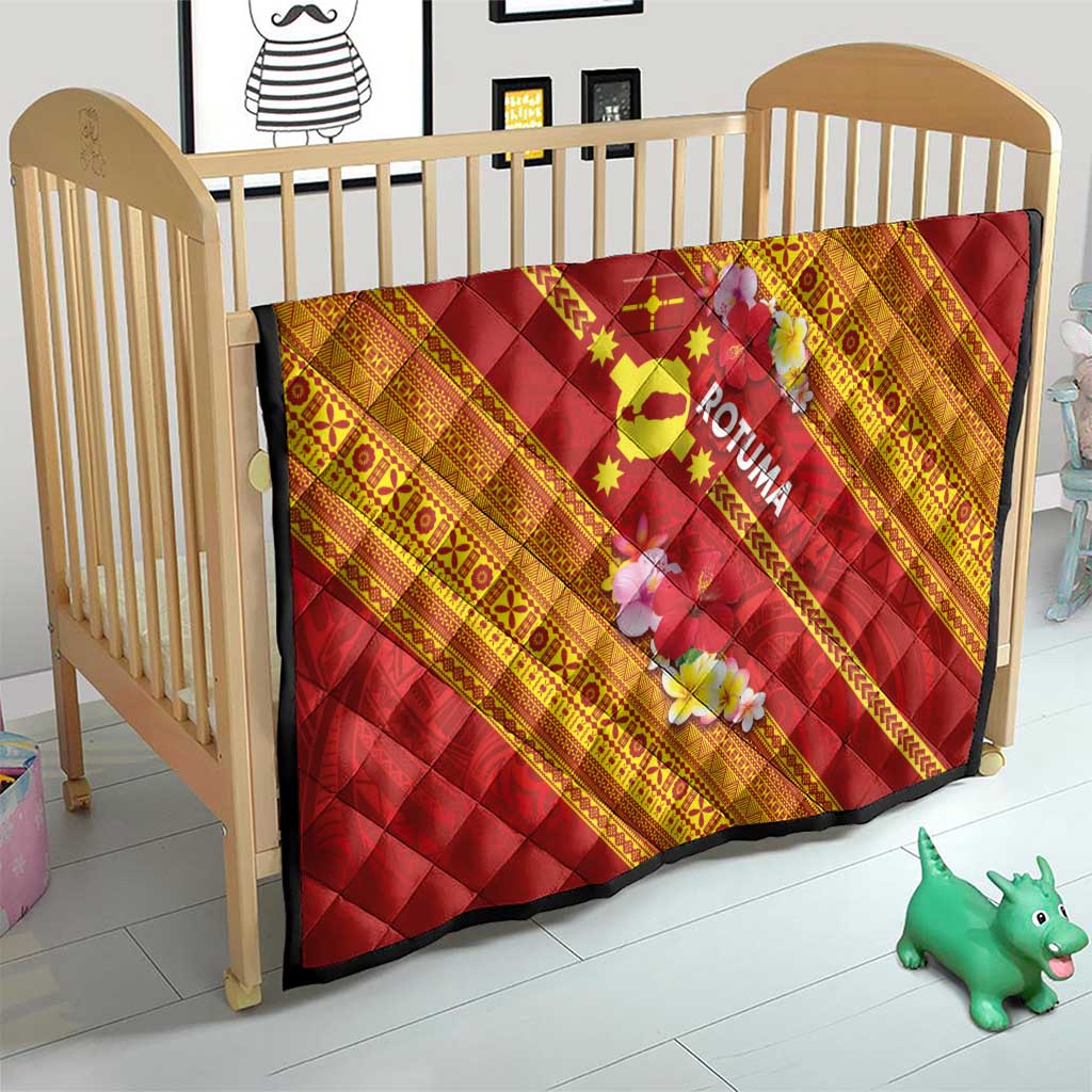 Rotuma Island Quilt Fijian Tapa with Polynesian Art and Hibiscus