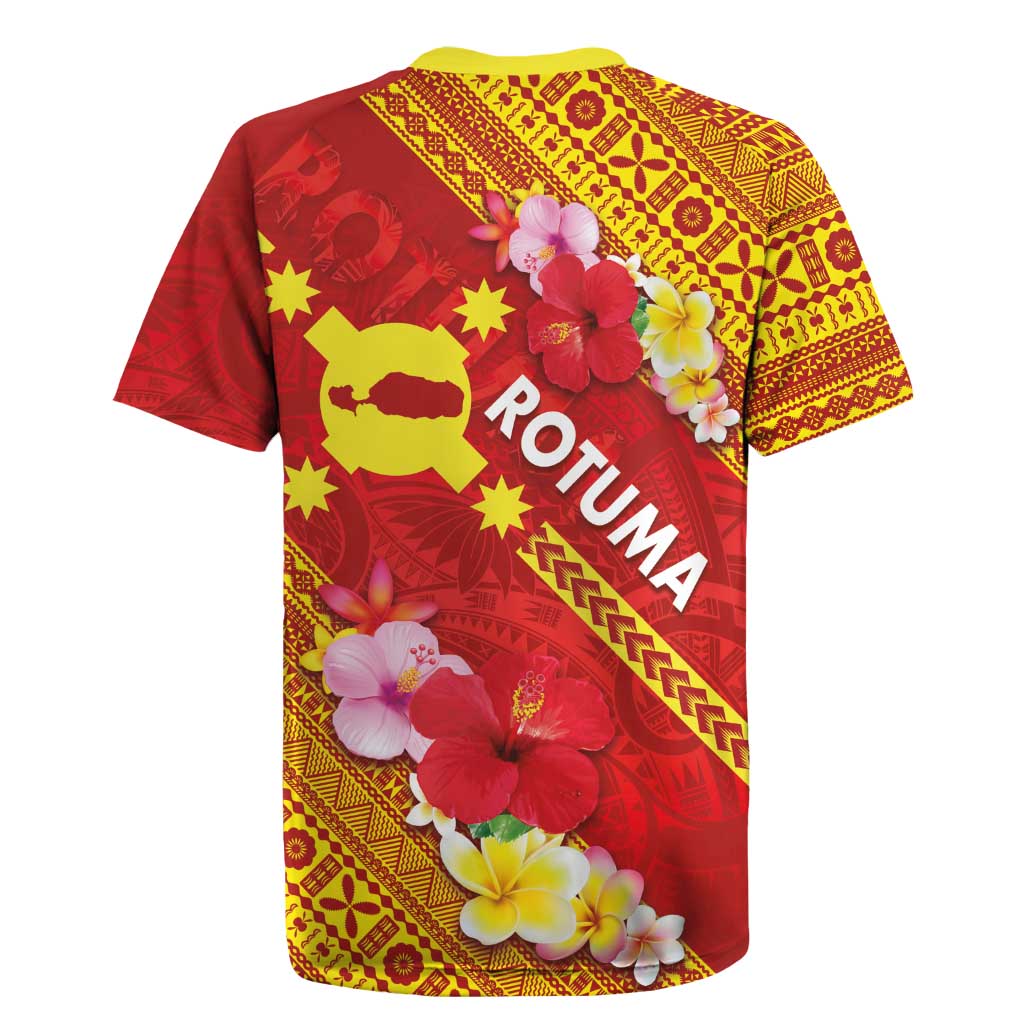 Rotuma Island Rugby Jersey Fijian Tapa with Polynesian Art and Hibiscus