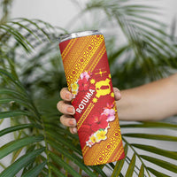 Rotuma Island Skinny Tumbler Fijian Tapa with Polynesian Art and Hibiscus