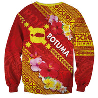 Rotuma Island Sweatshirt Fijian Tapa with Polynesian Art and Hibiscus