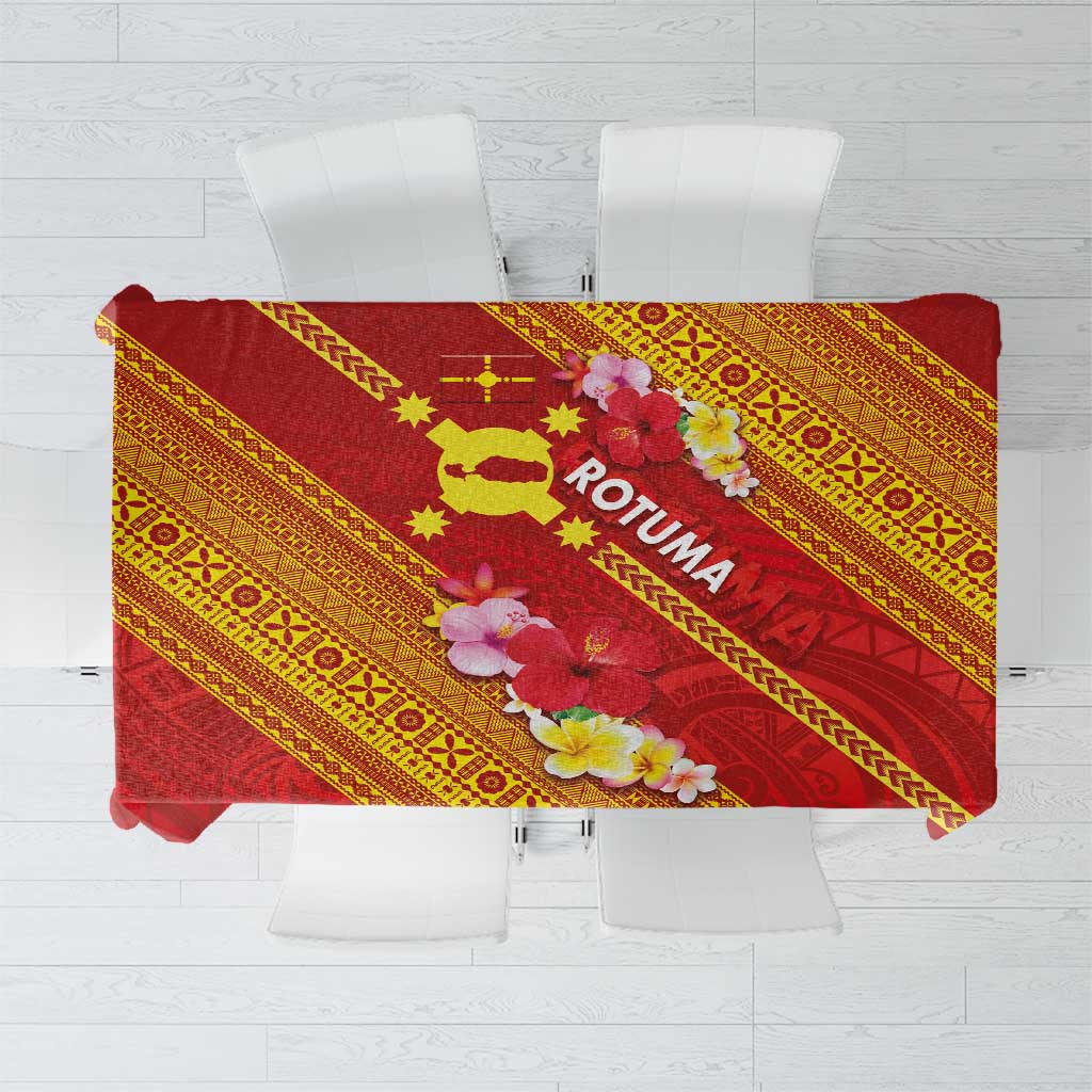 Rotuma Island Tablecloth Fijian Tapa with Polynesian Art and Hibiscus