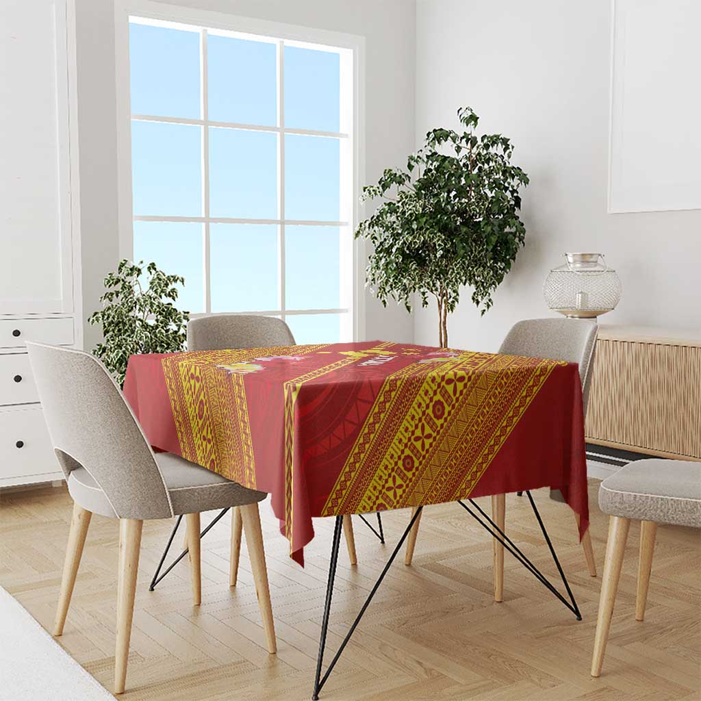 Rotuma Island Tablecloth Fijian Tapa with Polynesian Art and Hibiscus