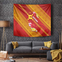 Rotuma Island Tapestry Fijian Tapa with Polynesian Art and Hibiscus