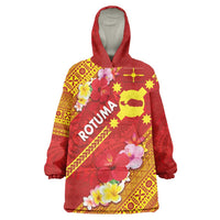 Rotuma Island Wearable Blanket Hoodie Fijian Tapa with Polynesian Art and Hibiscus
