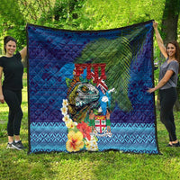 Fiji Iguana-Coat of Arms Quilt with Hibiscus and Plumeria Palm Tree Tapa Art