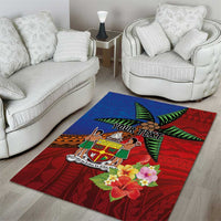 Personalised Fiji and Rotuma Together Area Rug Fjian Masi and Pacific Pattern Mix Culture