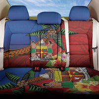 Personalised Fiji and Rotuma Together Back Car Seat Cover Fjian Masi and Pacific Pattern Mix Culture