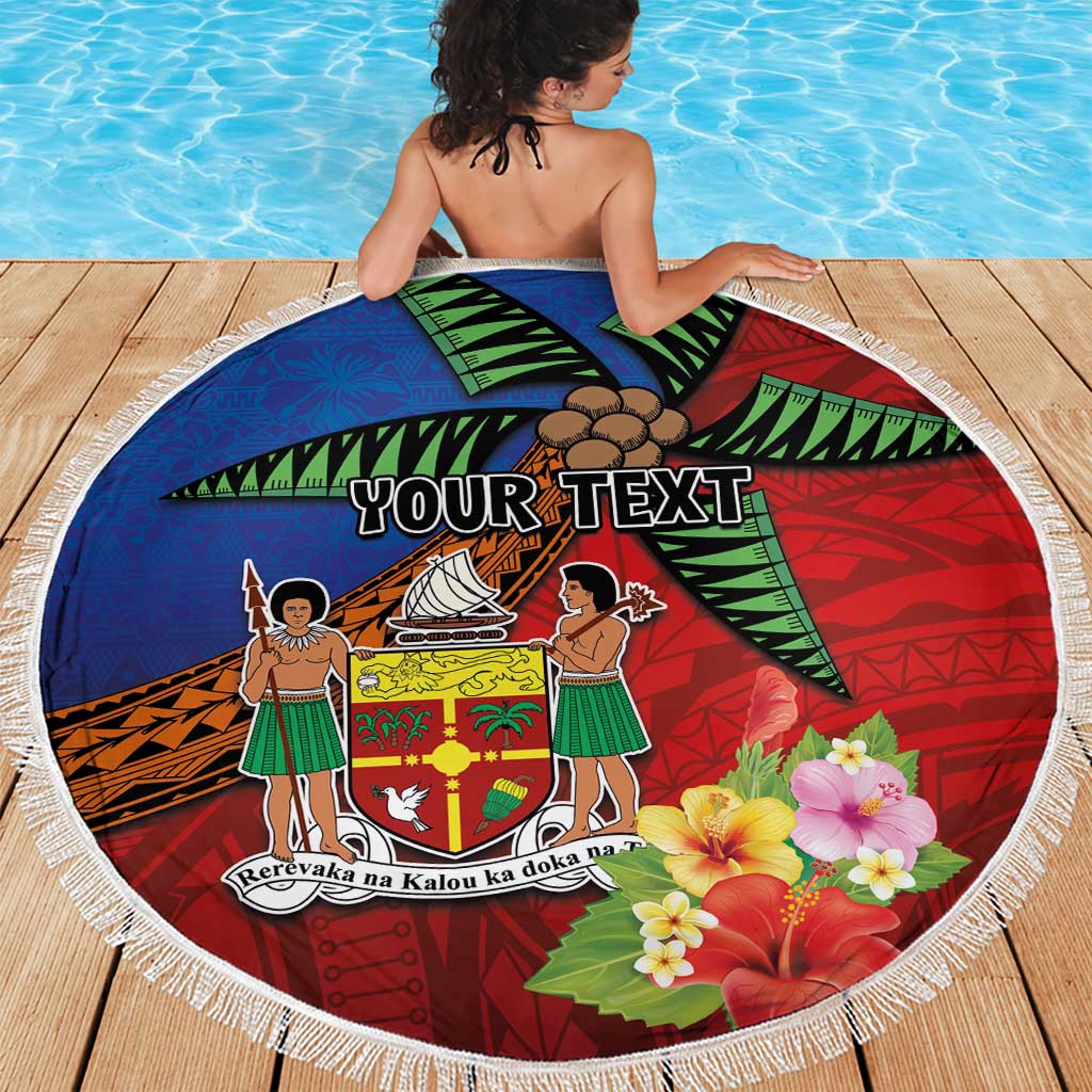 Personalised Fiji and Rotuma Together Beach Blanket Fjian Masi and Pacific Pattern Mix Culture