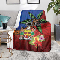 Personalised Fiji and Rotuma Together Blanket Fjian Masi and Pacific Pattern Mix Culture