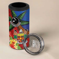 Personalised Fiji and Rotuma Together 4 in 1 Can Cooler Tumbler Fjian Masi and Pacific Pattern Mix Culture