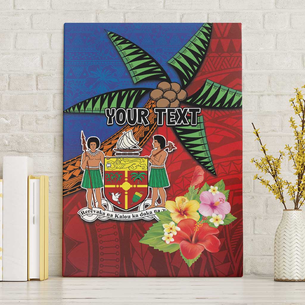 Personalised Fiji and Rotuma Together Canvas Wall Art Fjian Masi and Pacific Pattern Mix Culture
