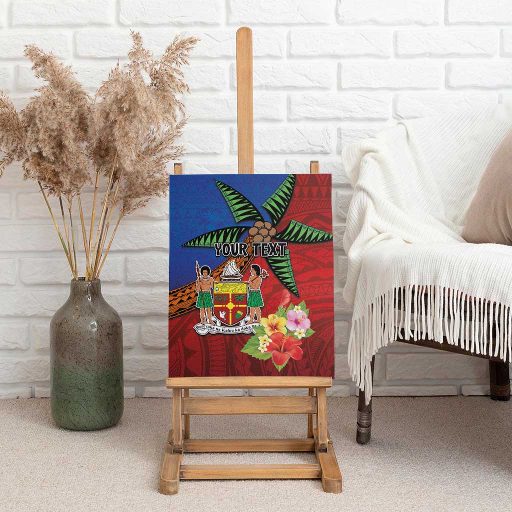 Personalised Fiji and Rotuma Together Canvas Wall Art Fjian Masi and Pacific Pattern Mix Culture