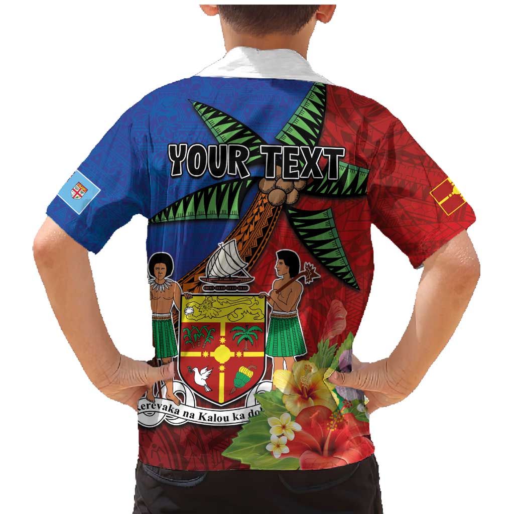 Personalised Fiji and Rotuma Together Family Matching Mermaid Dress and Hawaiian Shirt Fjian Masi and Pacific Pattern Mix Culture