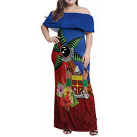 Personalised Fiji and Rotuma Together Family Matching Off Shoulder Maxi Dress and Hawaiian Shirt Fjian Masi and Pacific Pattern Mix Culture