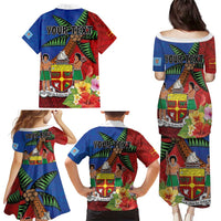 Personalised Fiji and Rotuma Together Family Matching Puletasi and Hawaiian Shirt Fjian Masi and Pacific Pattern Mix Culture