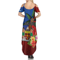 Personalised Fiji and Rotuma Together Family Matching Summer Maxi Dress and Hawaiian Shirt Fjian Masi and Pacific Pattern Mix Culture