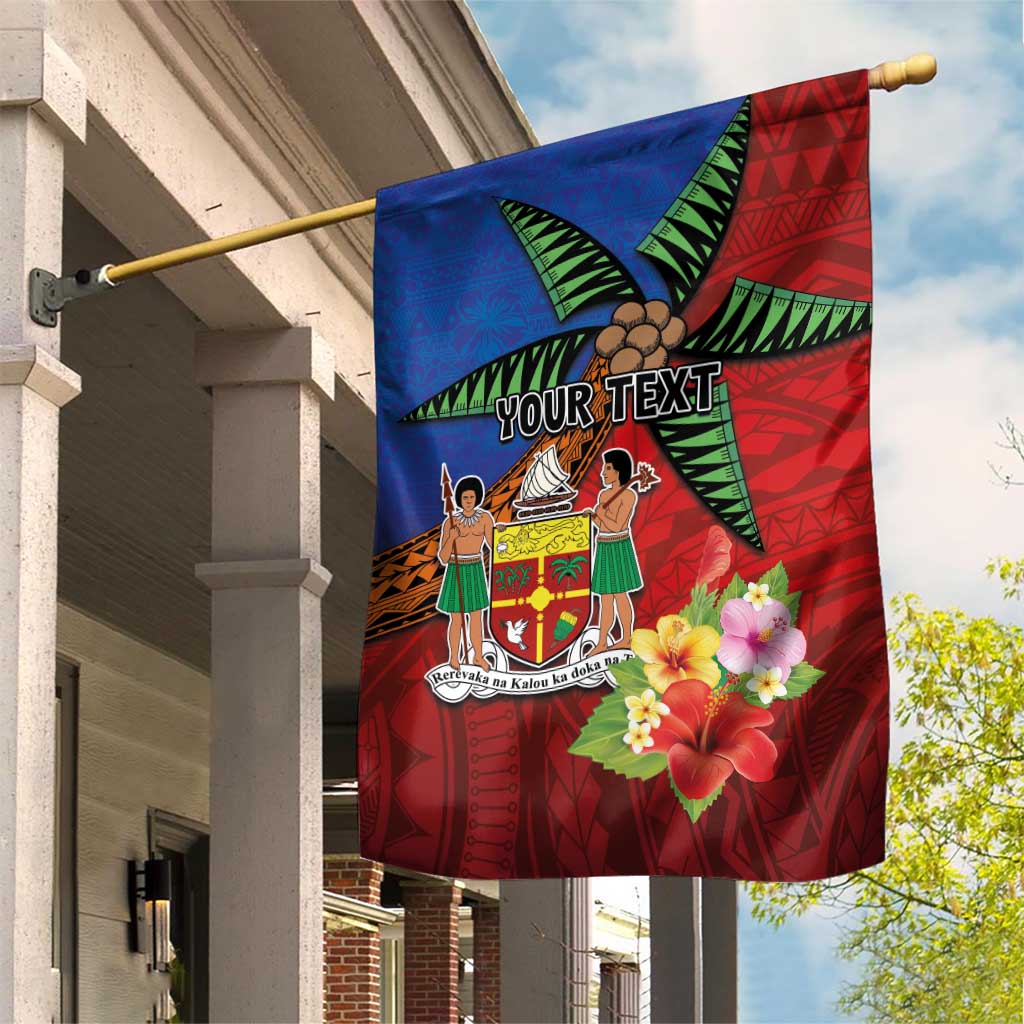 Personalised Fiji and Rotuma Together Garden Flag Fjian Masi and Pacific Pattern Mix Culture
