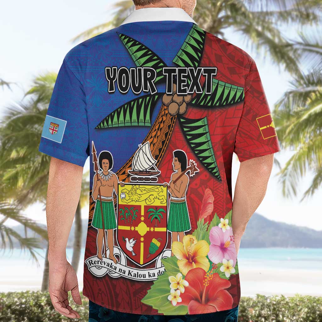 Personalised Fiji and Rotuma Together Hawaiian Shirt Fjian Masi and Pacific Pattern Mix Culture