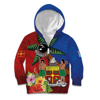 Personalised Fiji and Rotuma Together Kid Hoodie Fjian Masi and Pacific Pattern Mix Culture