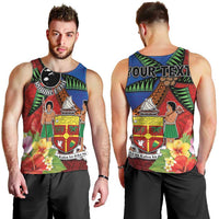 Personalised Fiji and Rotuma Together Men Tank Top Fjian Masi and Pacific Pattern Mix Culture